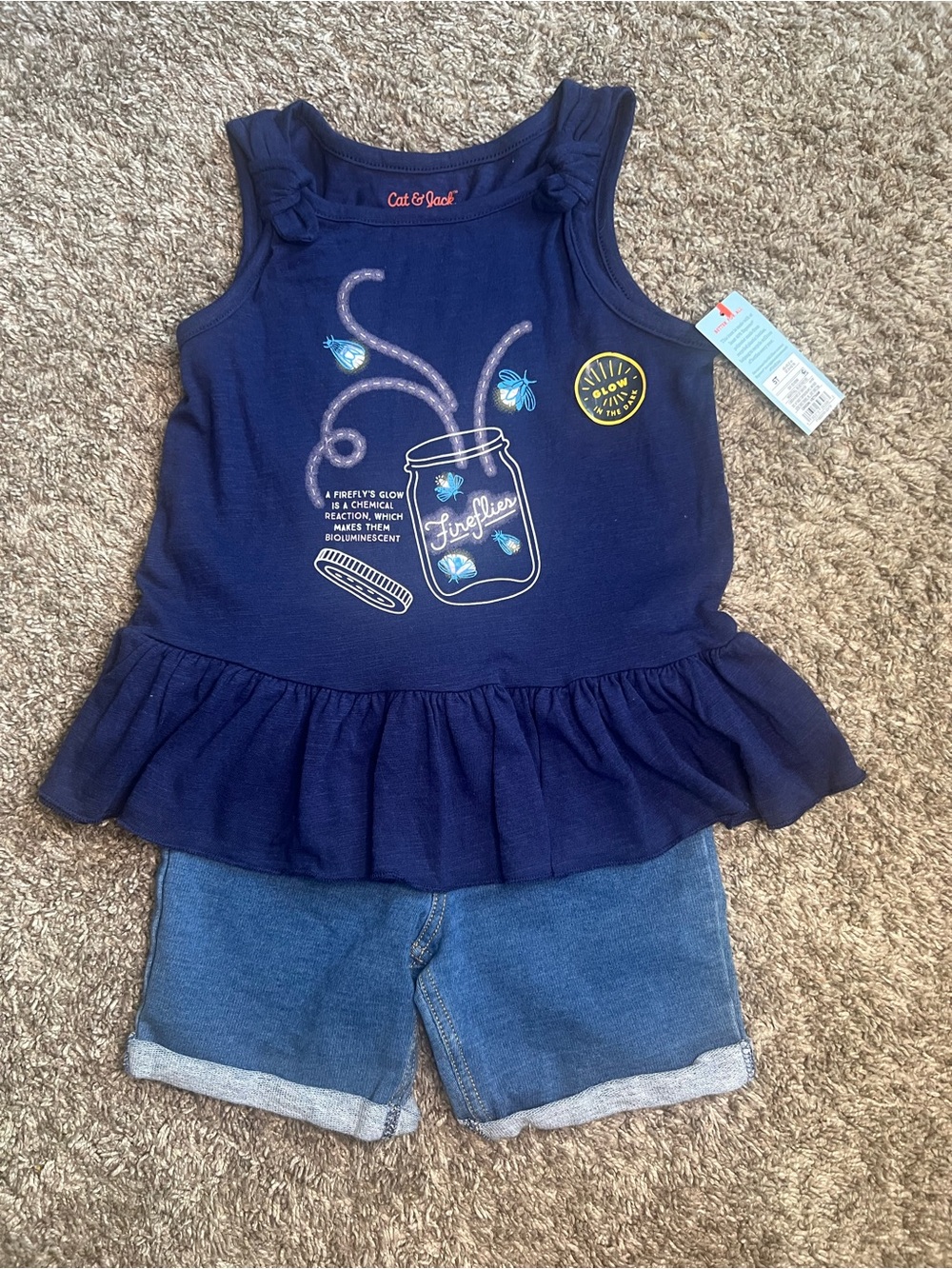 Cat & Jack Navy Tank Top and Denim Shorts Set - Navy & Blue